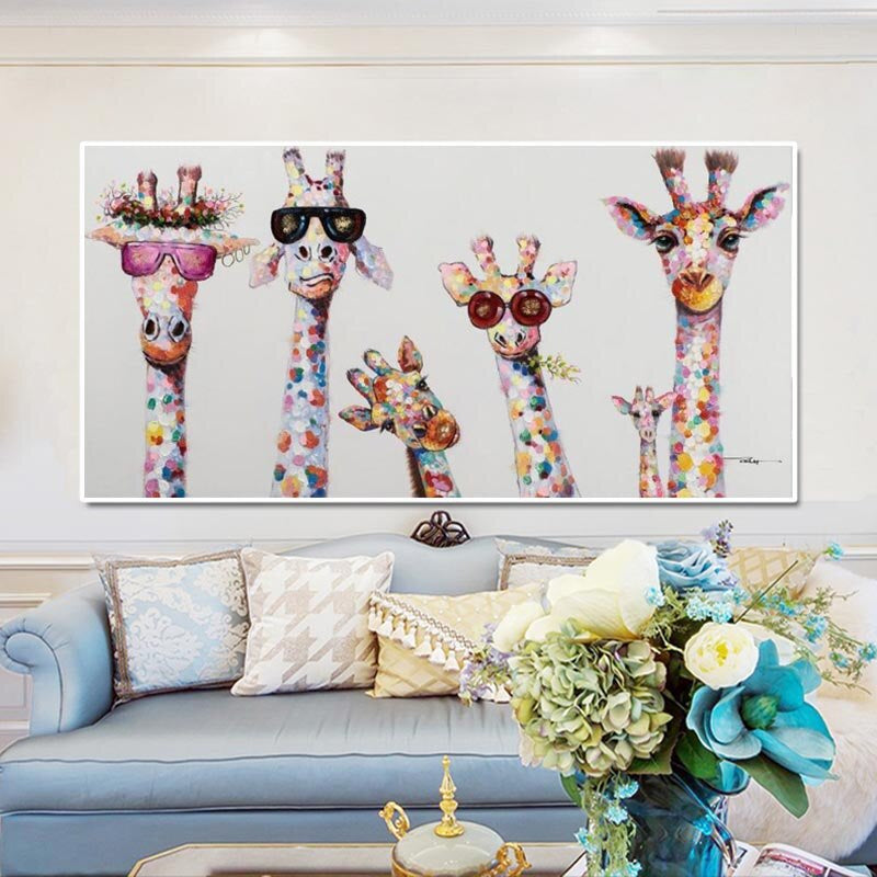 Cartoon-Giraffen - Canvas Wandkunst Schilderij
