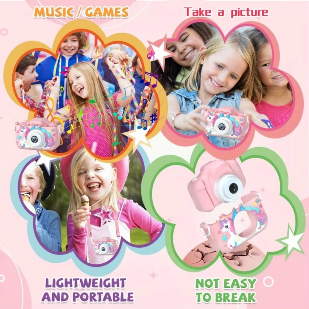 Unicorn HD Kindercamera met 32GB Oplaadbare Batterij - Leg Geweldige Foto's en Video's Vast!