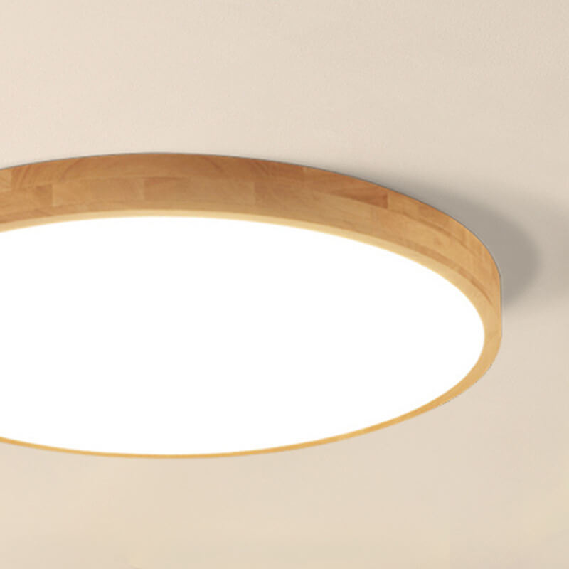 Nordic Massief Houten Ronde Ultra-dunne LED Plafondlamp 1-Licht