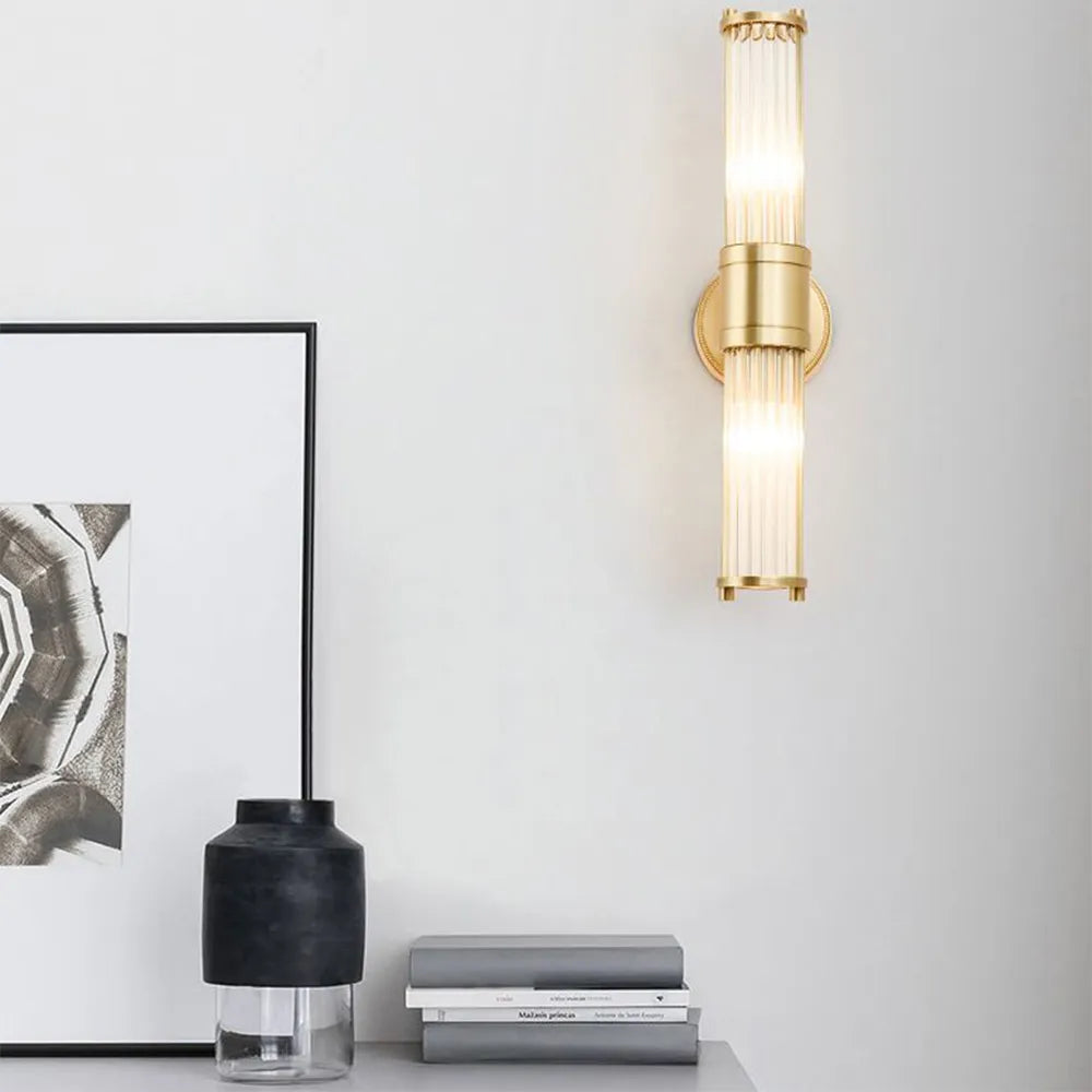 Kristy Amerikaanse Cilindrische Elegante Gouden Glas/Metaal Vanity Wandlamp