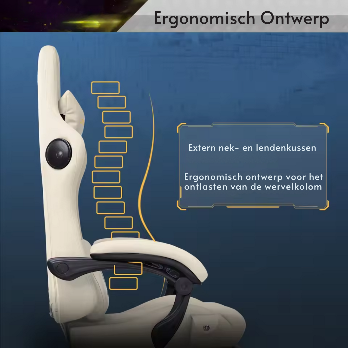 Solvian - Ergonomische Gamingstoel met Voetsteun en Ingebouwde Sprekers