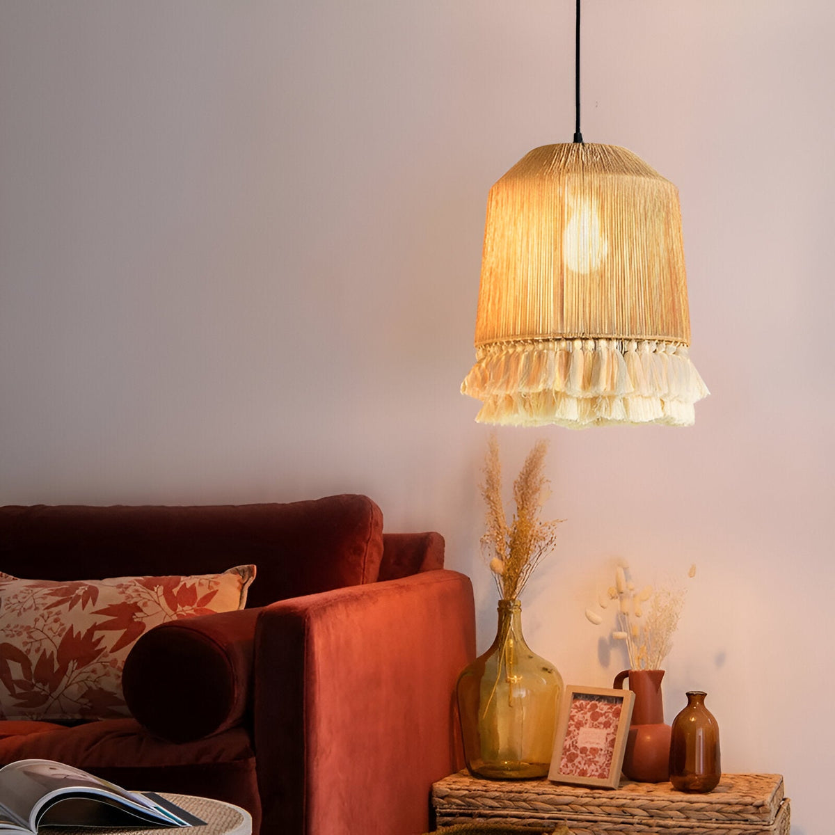Bohemian Vintage Hennep Touw Tassel Kroonluchter