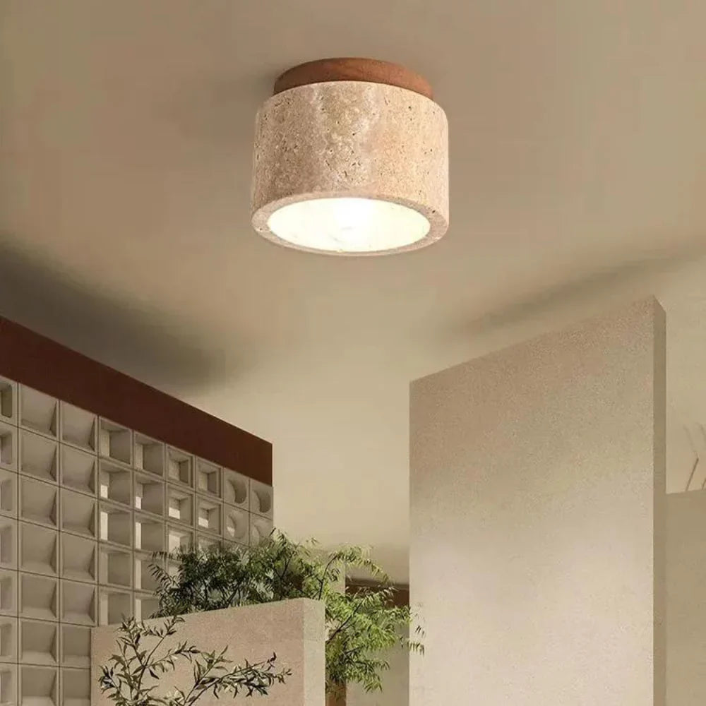 De Stone Travertine Japandi Plafondlamp
