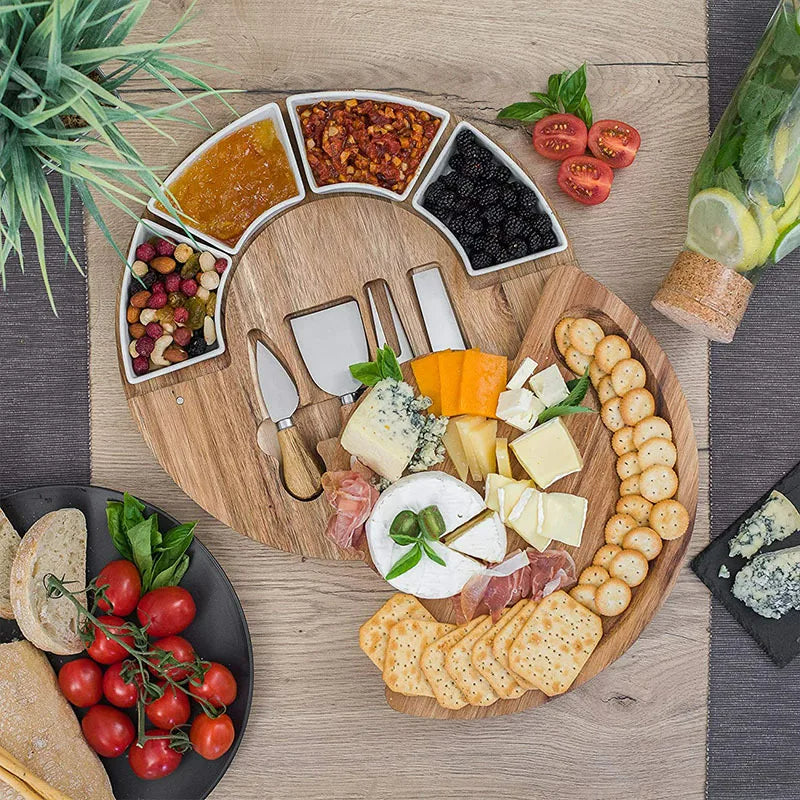 Plankora – Elegante Kaasplank en Messenset voor Feestelijke Presentaties