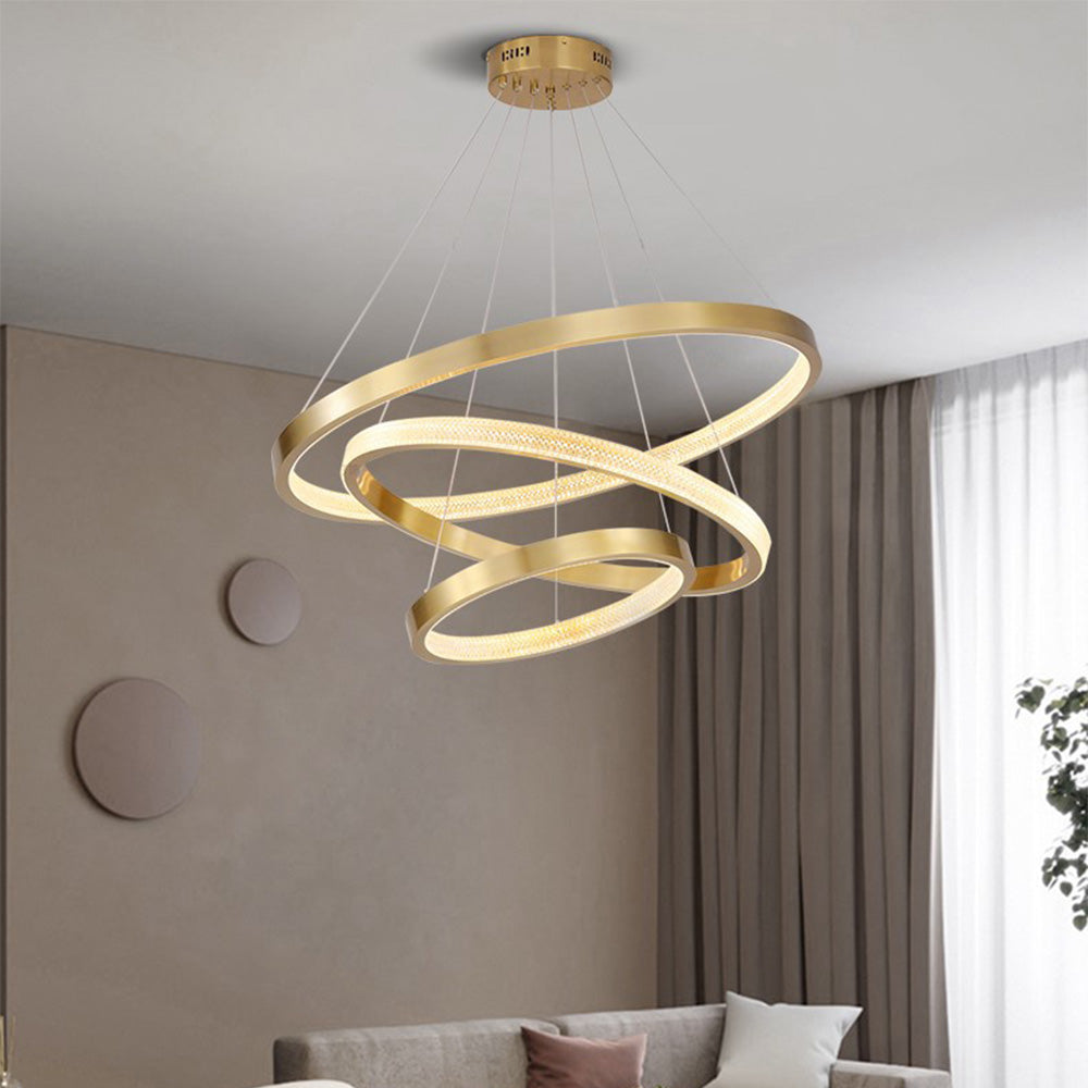 Kristy Moderne Ring Metaal/Acrylaat LED Hanglamp, Zwart/Goud