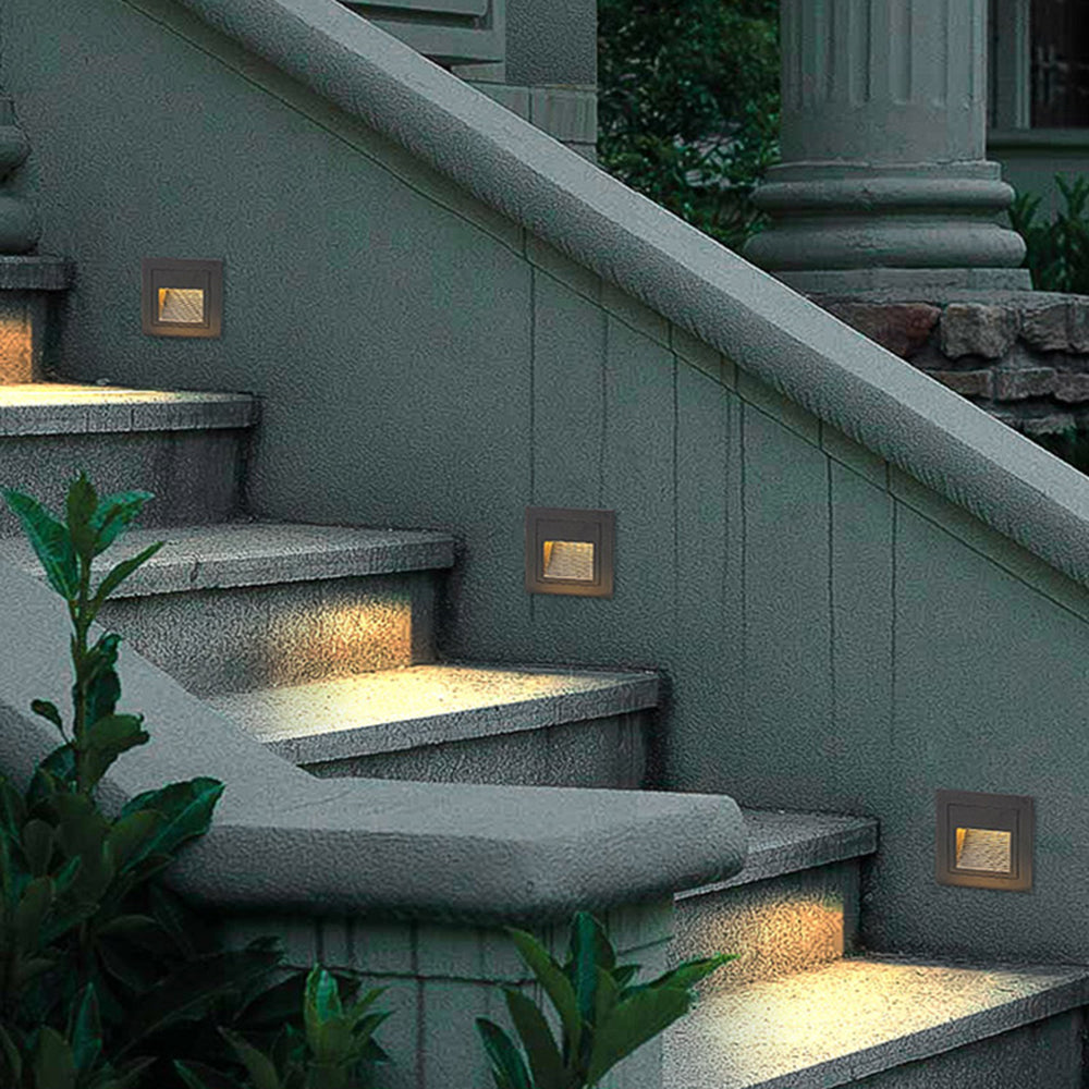 Ray Moderne Metalen Vierkante Buiten Deck/Stap Lamp, Zwart