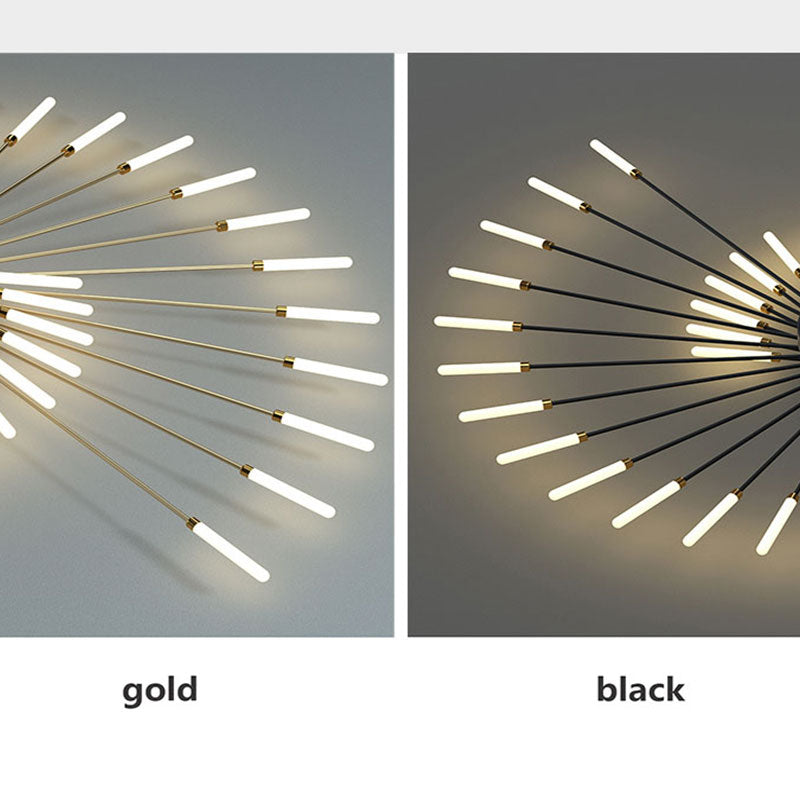 Wesley Plafondlamp Vuurwerk Lineair Modern Zwart/Goud