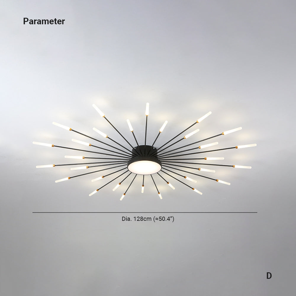 Wesley Plafondlamp Vuurwerk Lineair Modern Zwart/Goud