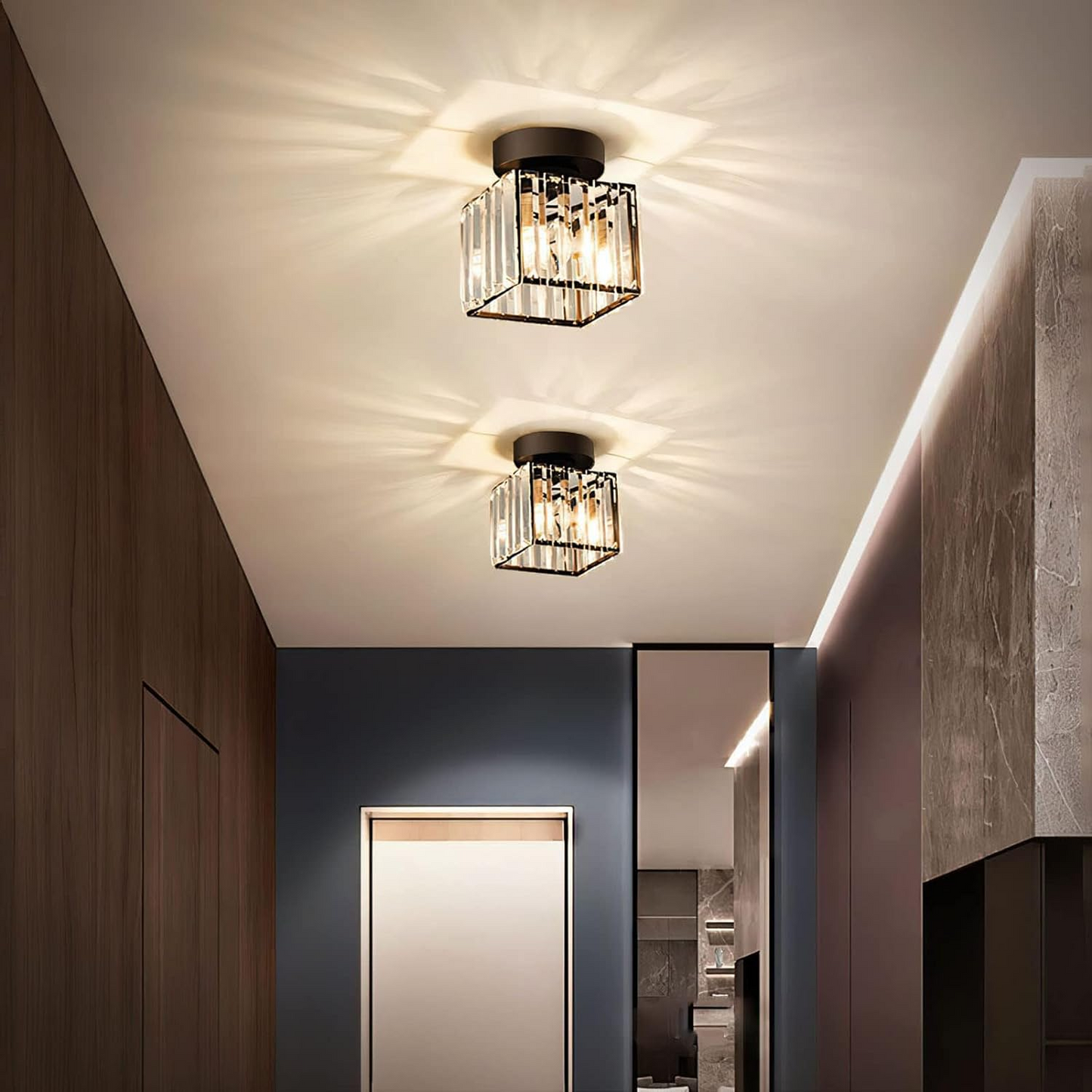 Skanto | Kristallen Glas Hanglamp – Messing en Compact Ontwerp