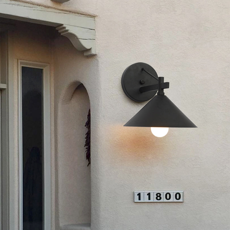 Metalen Conus Wandlamp Vintage 1 Licht Buiten Wandverlichting in Zwart/Antiek Messing/Verouderd Zilver