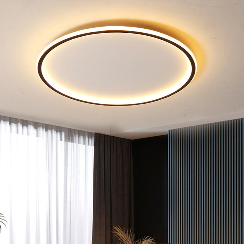 Noordse Stijl Disc LED Plafondverlichting 16"/19.5"/23.5" Brede Aluminium Zwarte Inbouwlamp in Warm/Wit Licht/ Afstandsbediening Traploze Dimming