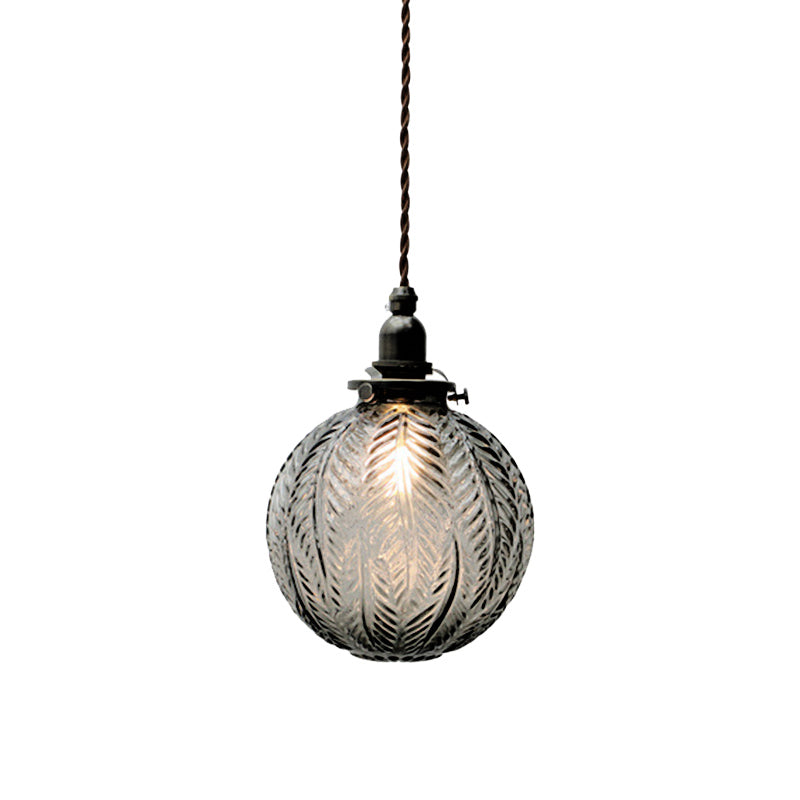 Koloniale Global Hanglamp 1-Lampscherm Helder/Rookgrijs Glas Hanglamp Kit met Verenontwerp
