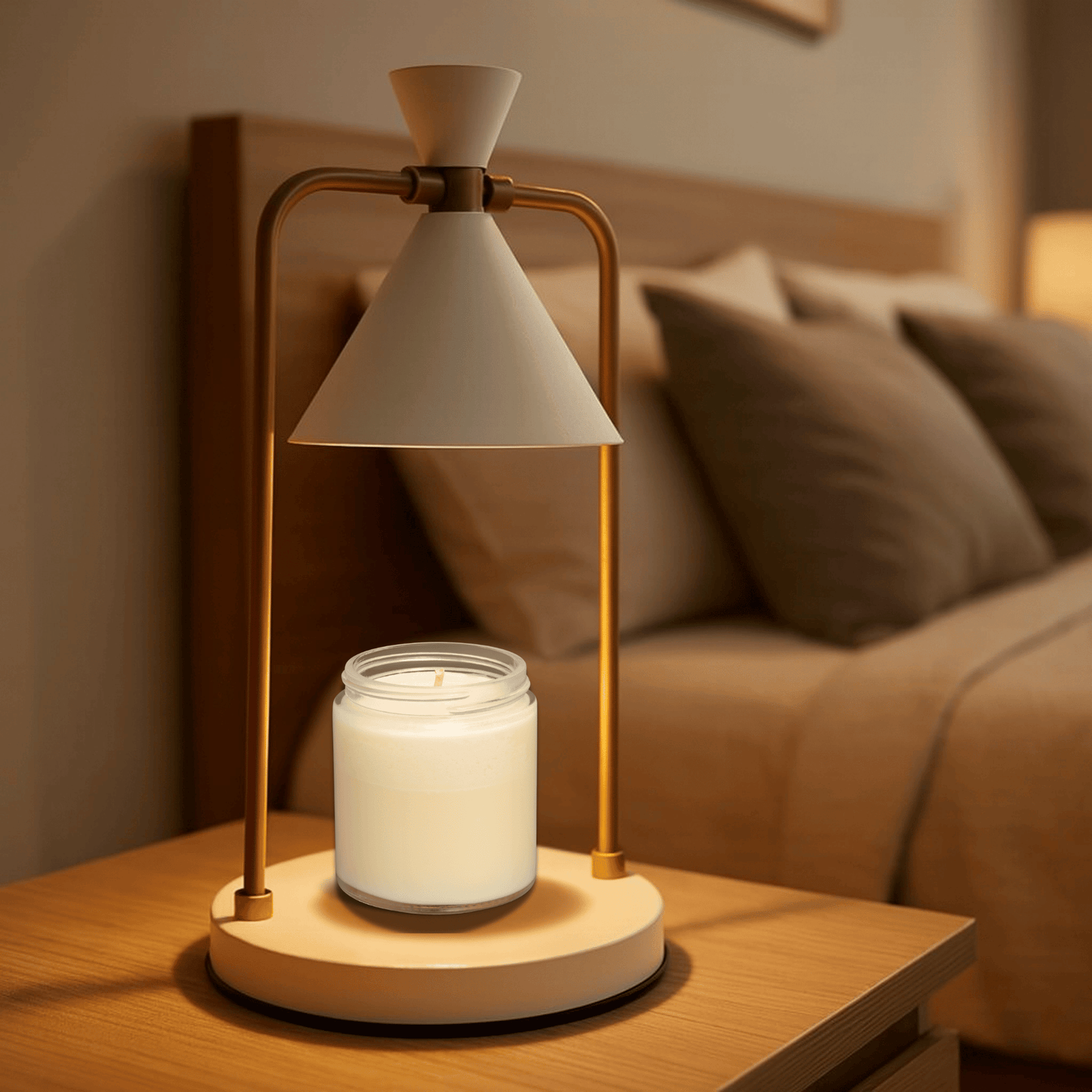 Elektrische Kaarsverwarmingslamp met Metaalframe en Kegelvormige Schaduw