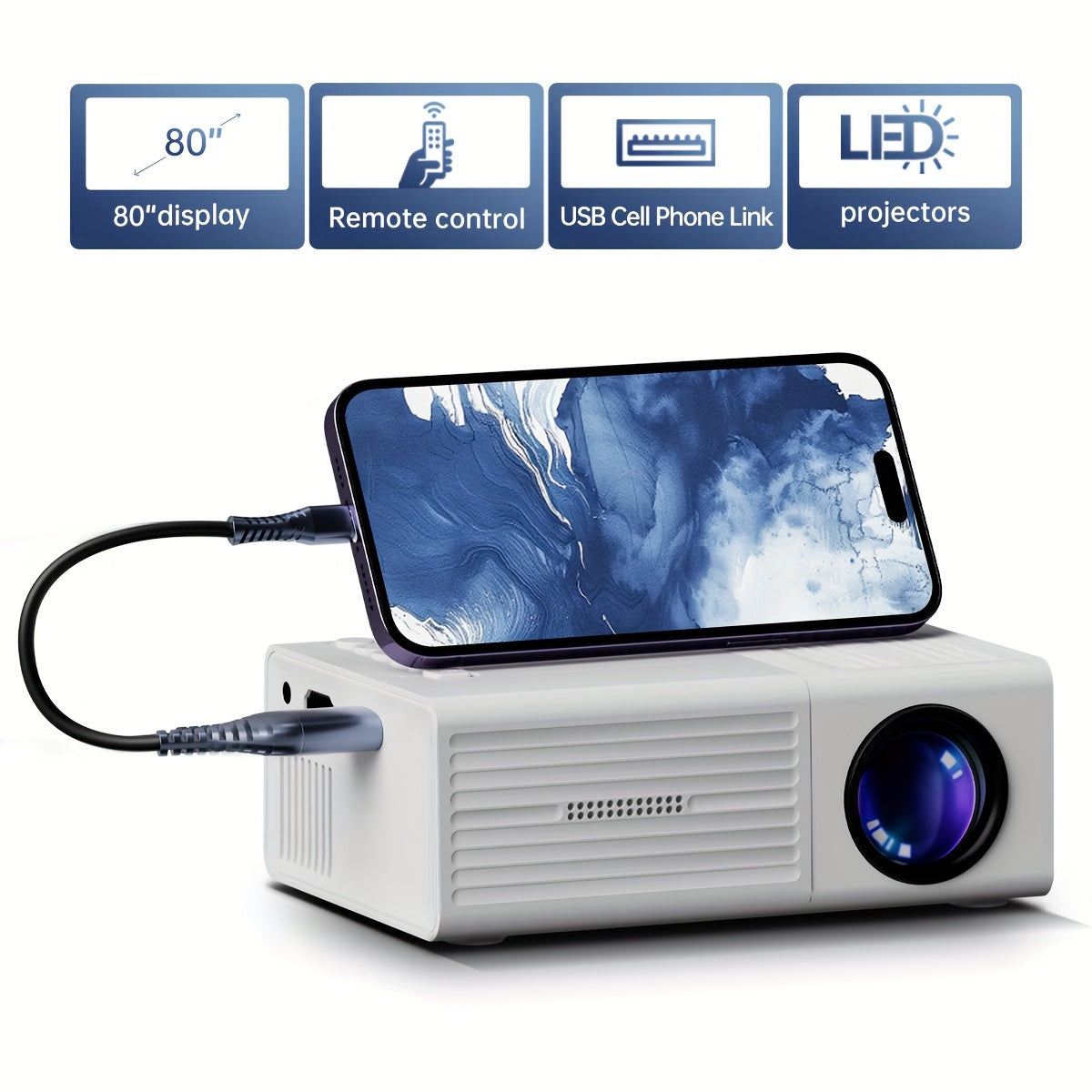 ClarityBeam Compact Mini Projector – Hoge Prestaties Beeldvorming in een Draagbaar Ontwerp