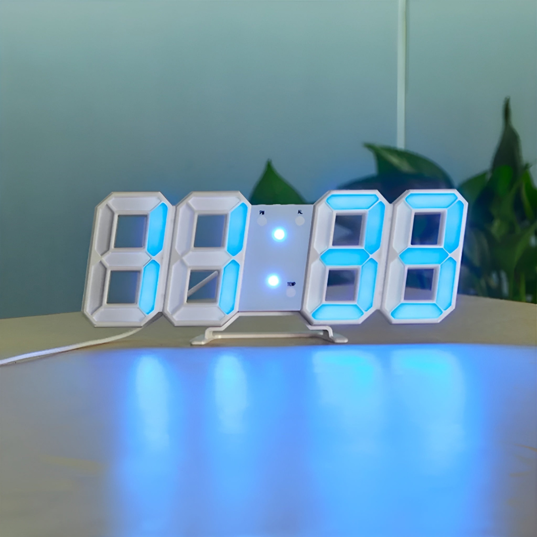 Futuristische LED Wandklok – Minimalistisch Ontwerp met Slimme Tijdweergave