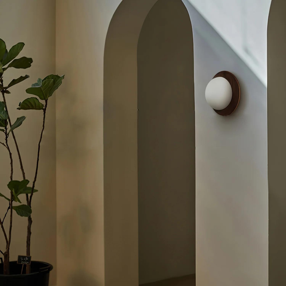 Noordse Minimalistische Natuurlijke Houten LED Wandlamp