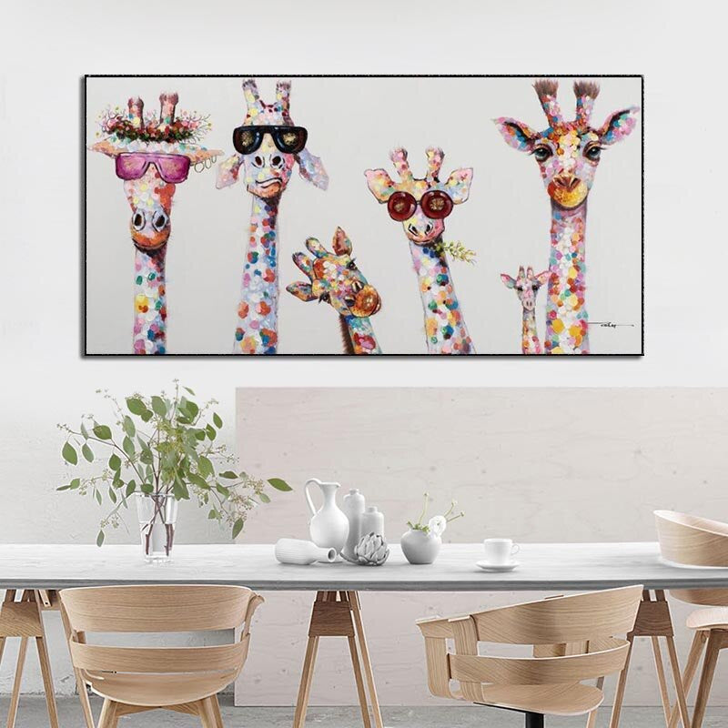 Cartoon-Giraffen - Canvas Wandkunst Schilderij