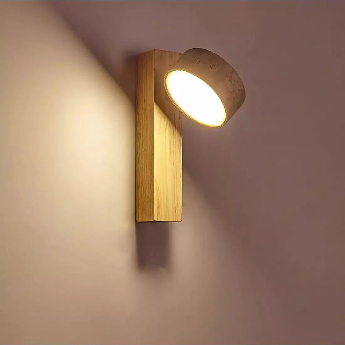 Travertine Houten Nachtkastje Wandlamp