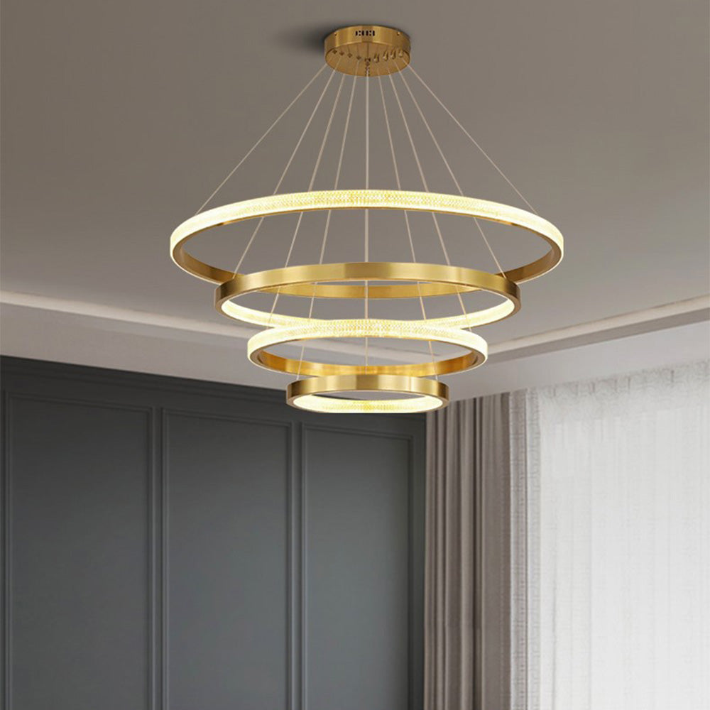 Kristy Moderne Ring Metaal/Acrylaat LED Hanglamp, Zwart/Goud