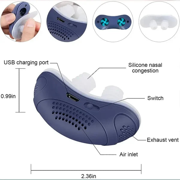 Slaaploos, maskervrij, Micro-CPAP Anti-Snurken