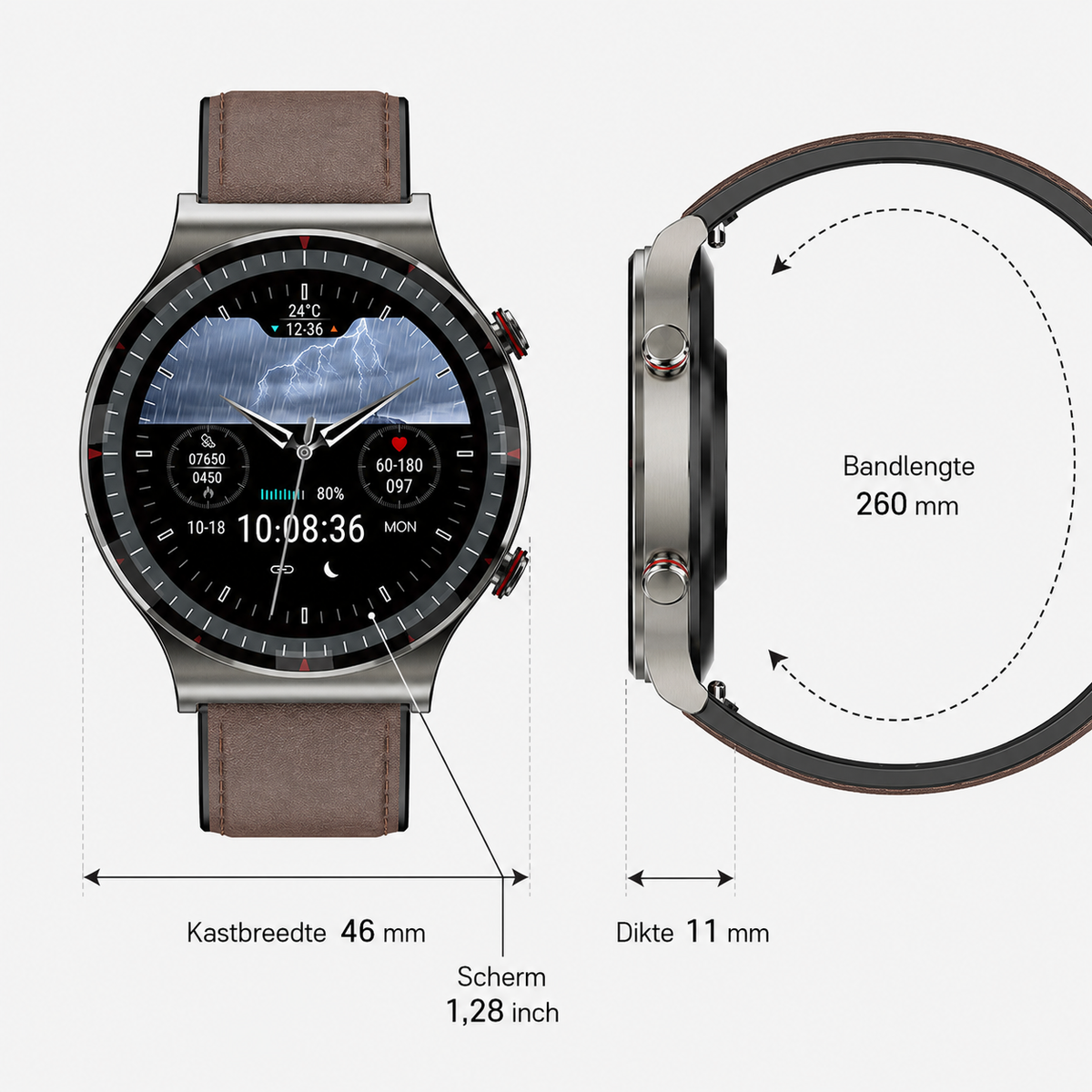 Medische EKG-Smartwatch | CFDA-gecertificeerd | 512Hz Hoge Precisie Biosensor | SpO2- & Hartslagmonitoring | AI-gebaseerde Ademhalingsanalyse | IP67 Waterdicht