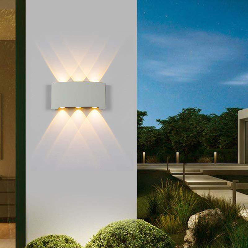 Tronix Moderne Rechthoekige Metalen Buitenwandlamp, Zwart/Wit, Watergolf