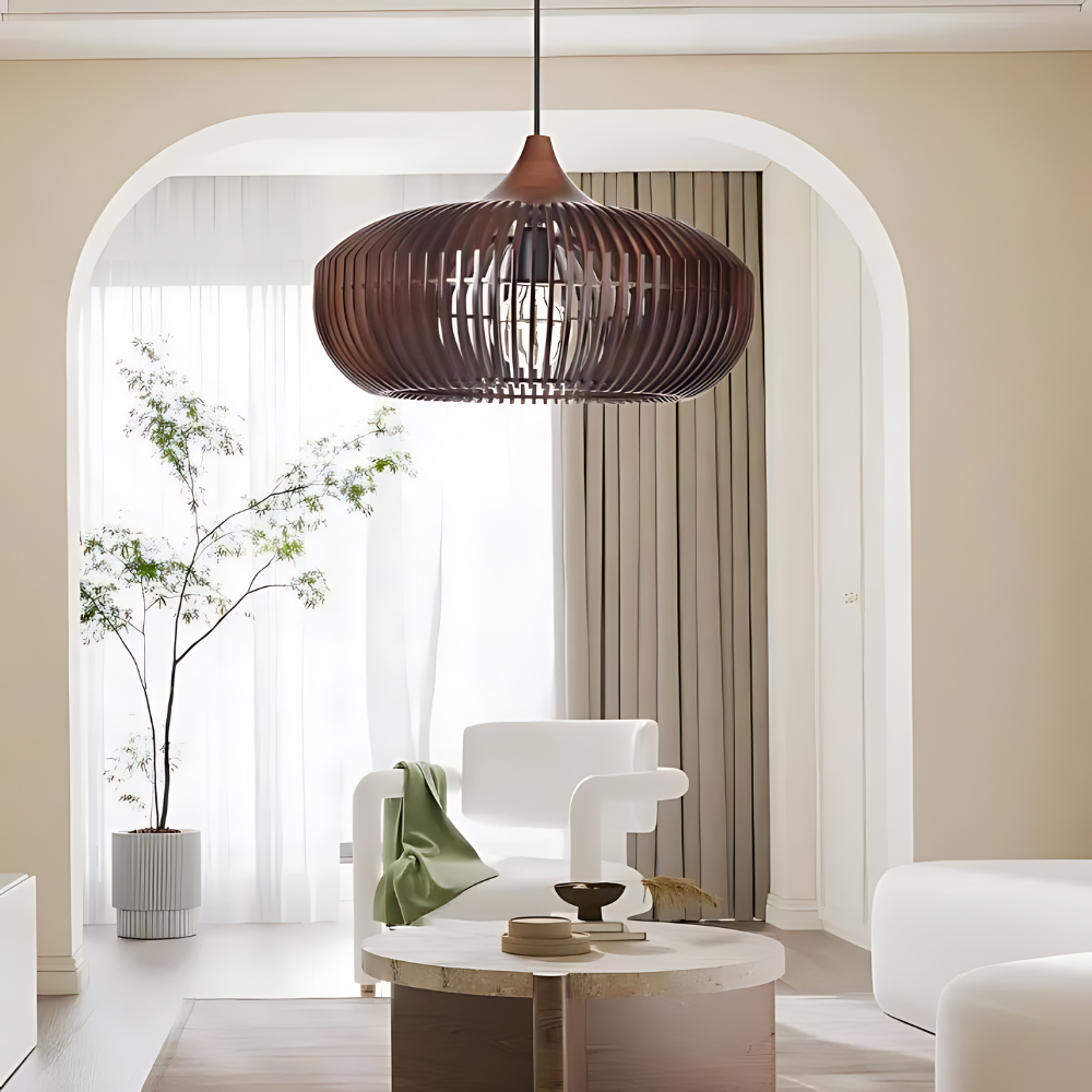 De Halo van Zen Japandi Houten Hanglamp