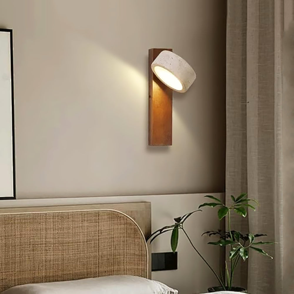 Travertine Houten Nachtkastje Wandlamp
