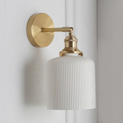 Porseleinen Wandlamp met Messing Lampenvoet Eetkamer Hal 5/6/8.5 Inch Breed 1 Licht Moderne Wandlamp in Wit