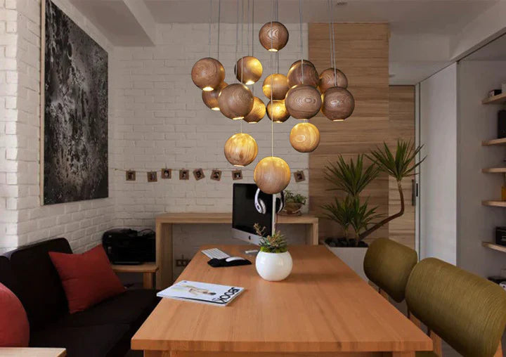Houten Bol Pendellicht | Modern Natuurlijk Ontwerp