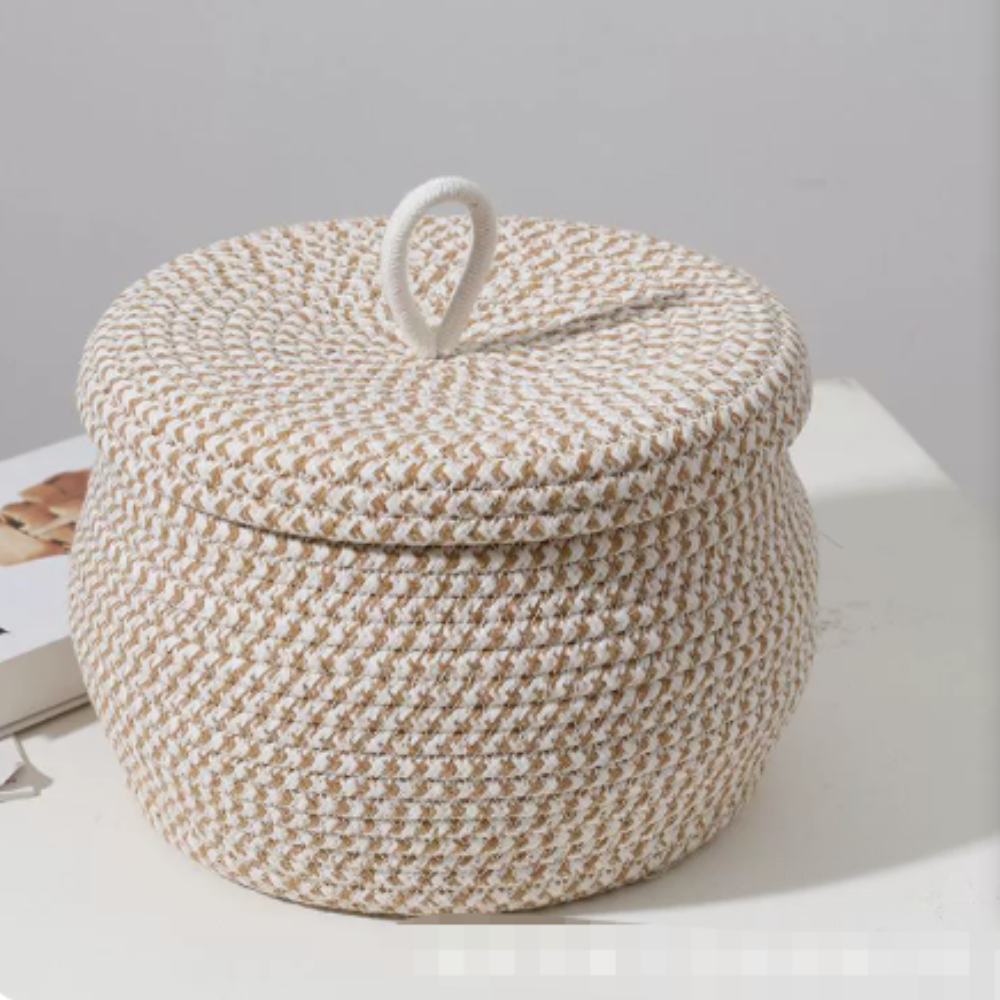 Mirellia – Ronde Boho Opbergmand Met Deksel