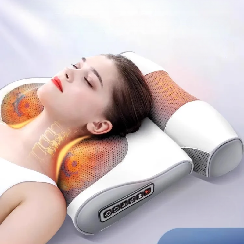 Hals- en Rugmassager Kussen met ComfortHeat van SerenGlow