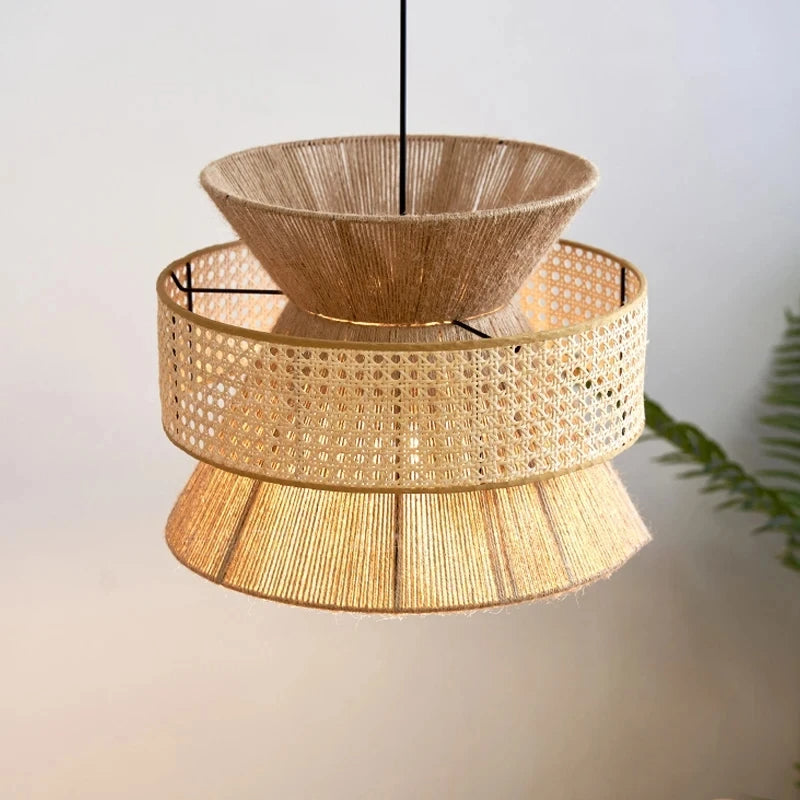 Japanse Geweven Rieten Wabi-Sabi Hanglamp
