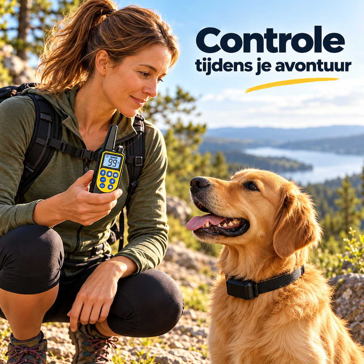PROCANIS – Outdoor Trainingshalsband voor Wandelen & Kamperen met Hond, IP67-Ontvanger & Bereik tot 800 m