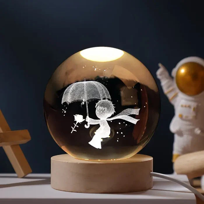 Luminescente Bol met 3D Gravure van Planeet