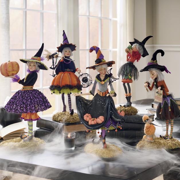 Halloween-Figurine | Handgemaakte Hexendecoratie | Hars