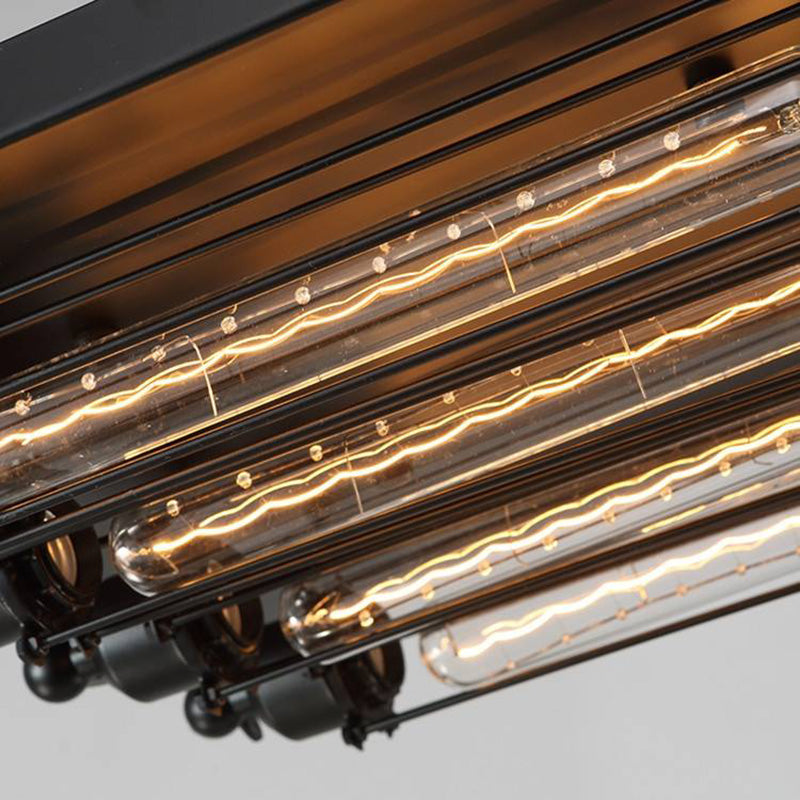 Austin Vintage Tubed Metal Flush Mount Plafondlamp, Zwart, Woonkamer