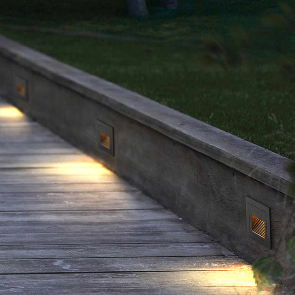 Ray Moderne Metalen Vierkante Buiten Deck/Stap Lamp, Zwart