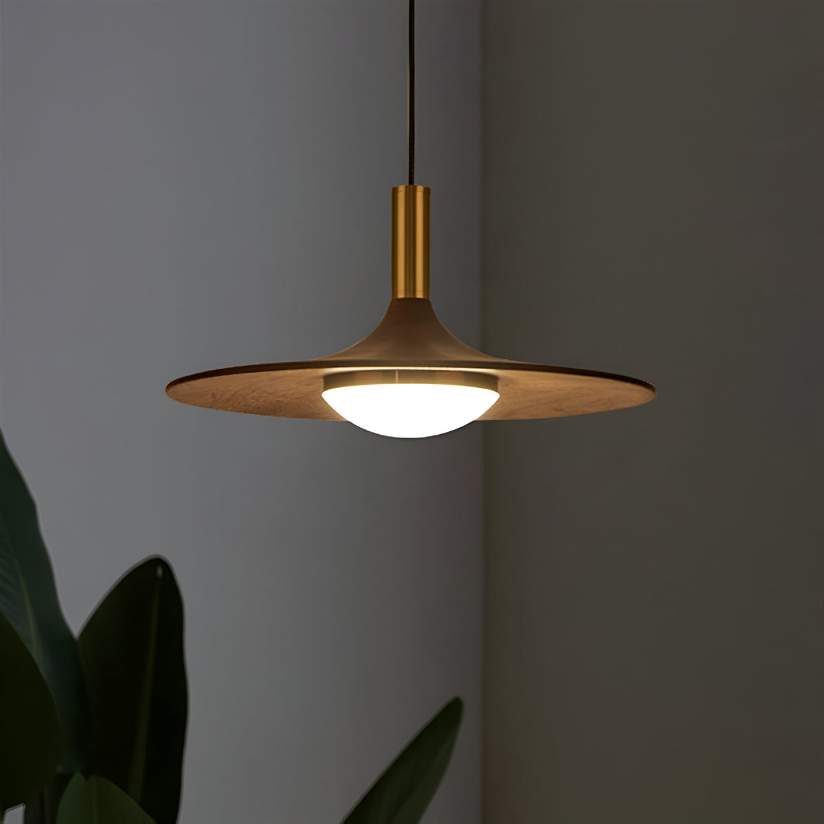 Noordse Stijl Walnoot-Finish IJzeren Hanglamp
