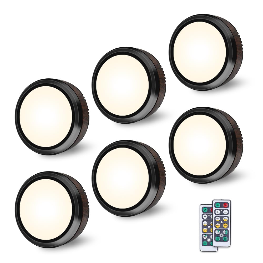 Skanto | Leastyle Afstandsbediening Led Puck Licht, Dimbaar Batterijgevoed Onderkast Licht - 6 Pakket Natuurlijk Wit