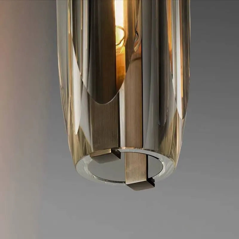 Juni Messing Designer Glazen Hanglamp Rookkleurig