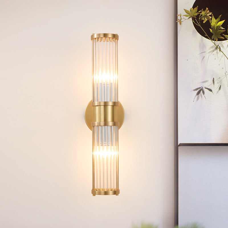 1/2-Licht Corridor Wandlamp Modernistische Stijlvolle Gouden Wandlamp met Cilindrische Heldere Kristallen Kap
