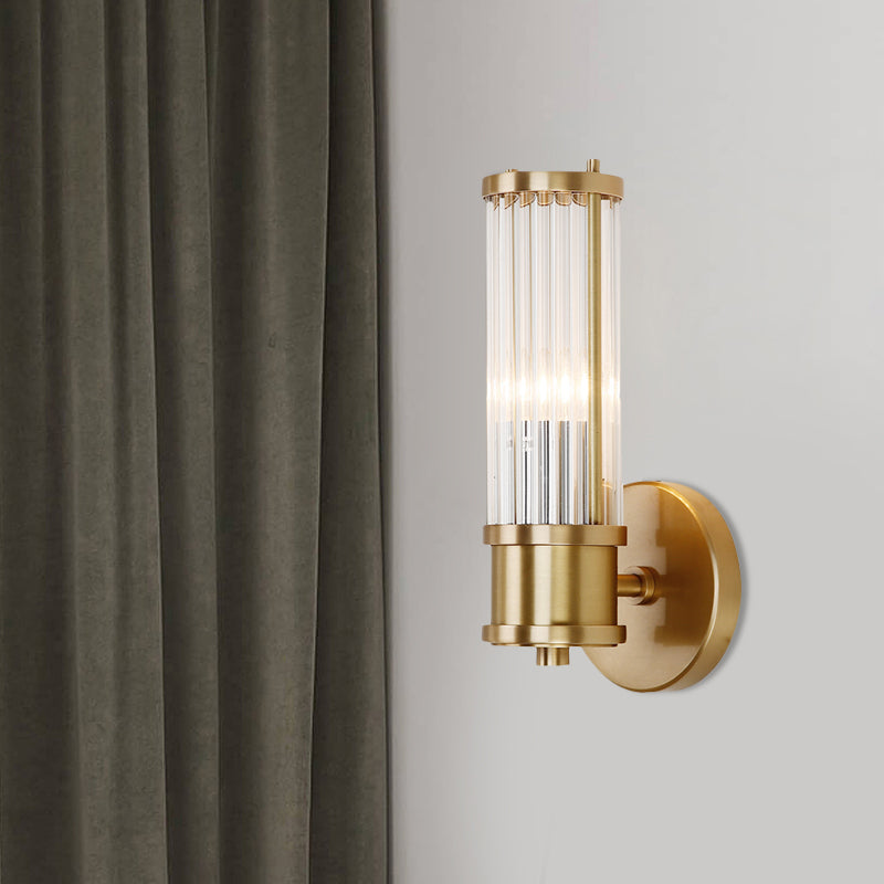 1/2-Licht Corridor Wandlamp Modernistische Stijlvolle Gouden Wandlamp met Cilindrische Heldere Kristallen Kap