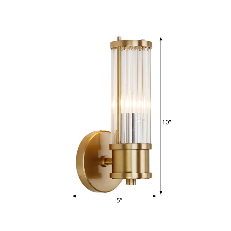 1/2-Licht Corridor Wandlamp Modernistische Stijlvolle Gouden Wandlamp met Cilindrische Heldere Kristallen Kap