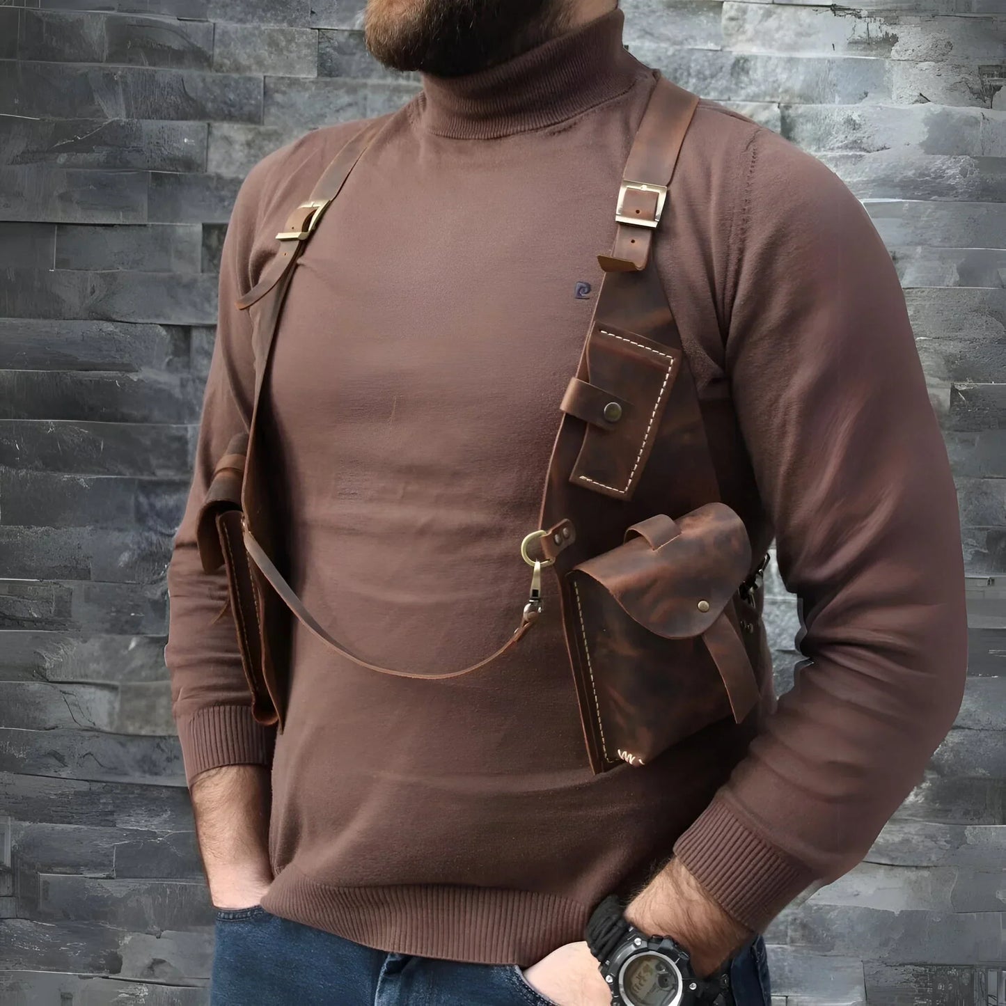 Nieuwe leren diefstalbeveiligingsriem (5 kleuren)
