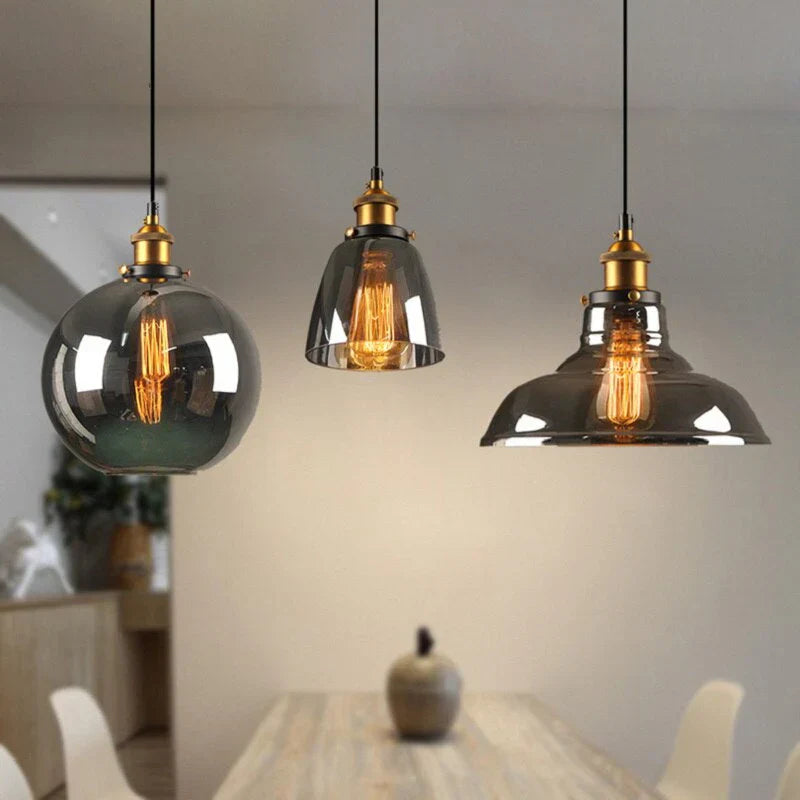 Industriële retro hanglamp met glas – Rookglas lampenkap