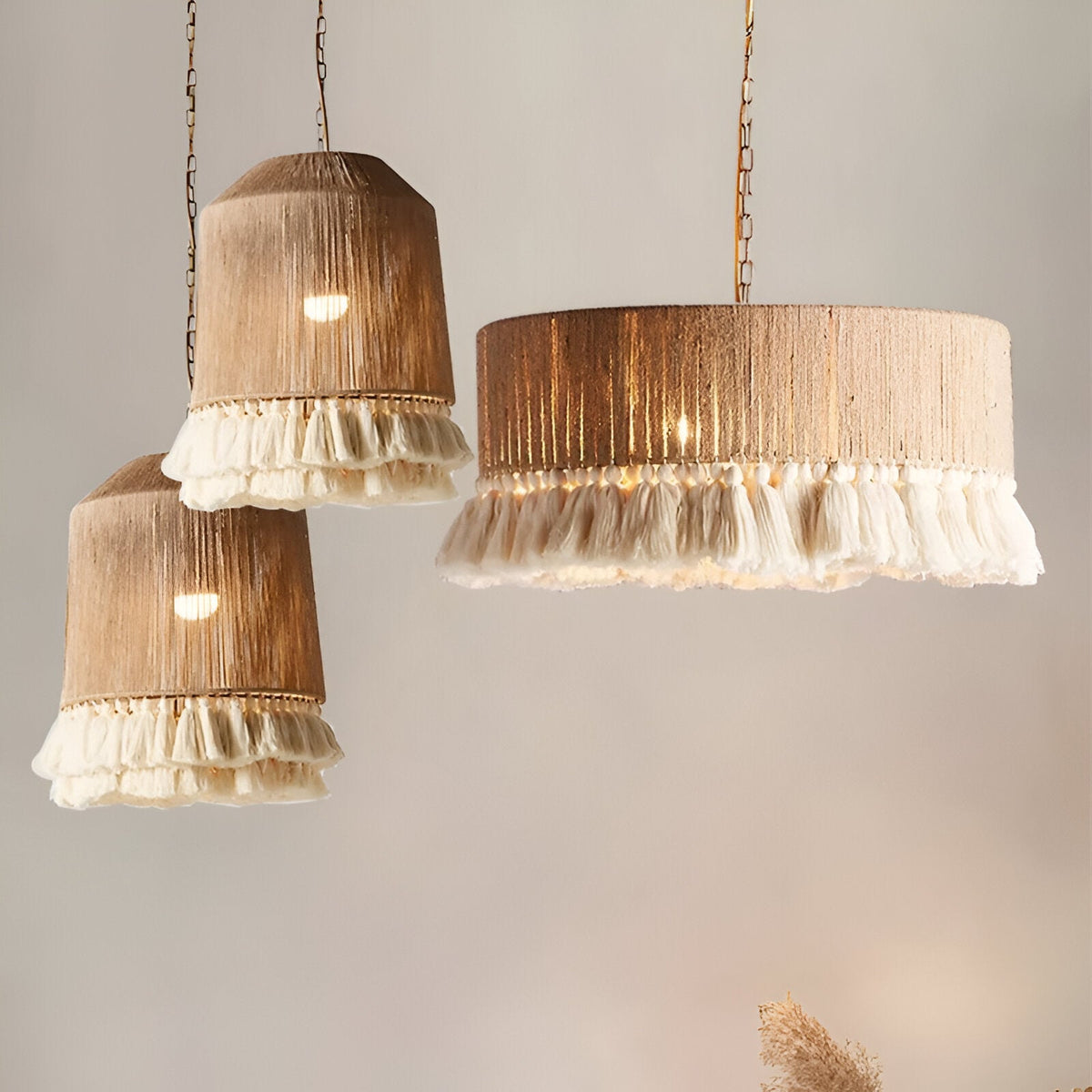 Bohemian Vintage Hennep Touw Tassel Kroonluchter
