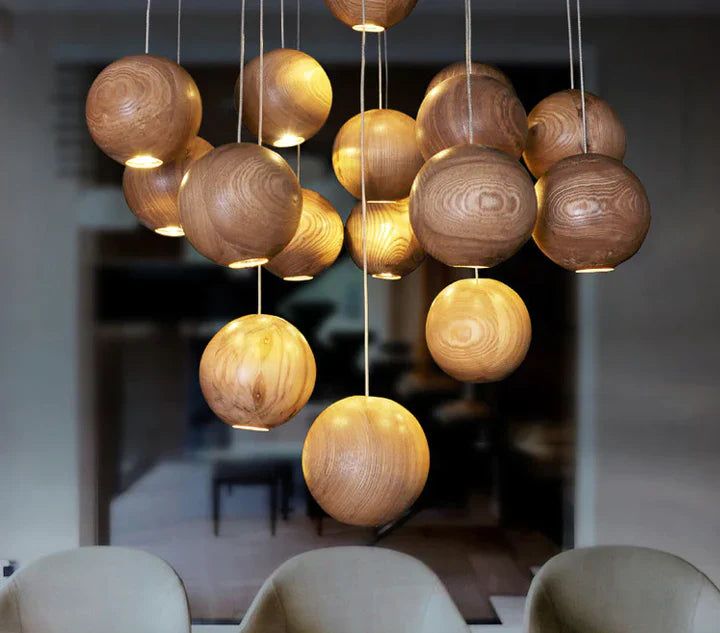Houten Bol Pendellicht | Modern Natuurlijk Ontwerp