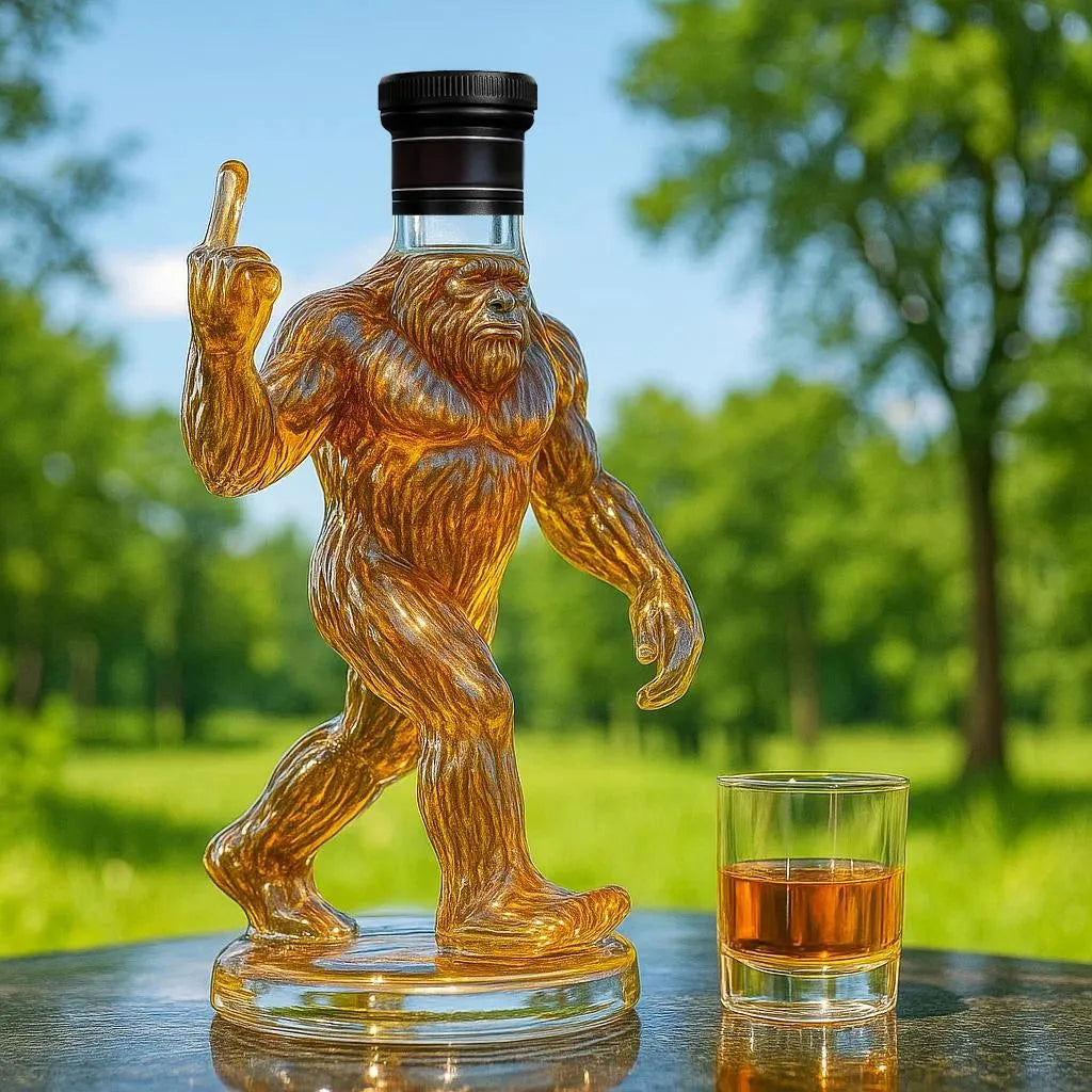 SasquatchSips ā Grappige Bigfoot Whiskeyfles