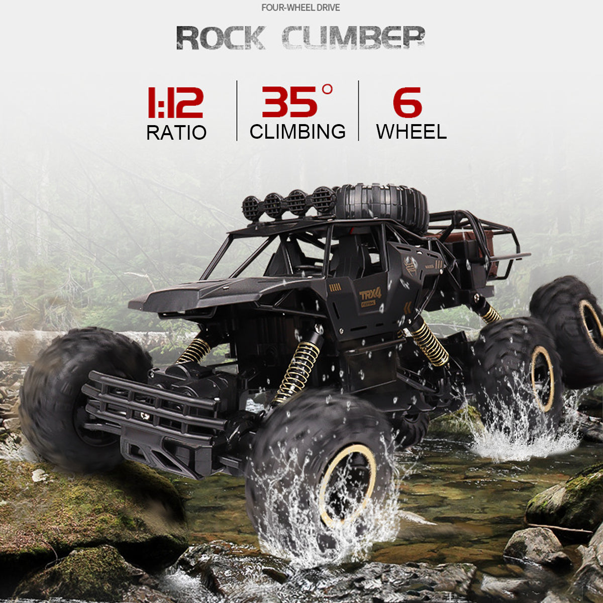 TerraX – RC-Monstertruck 6-Wiel Offroad 1:12 – Voor Kinderen & Buitenfans